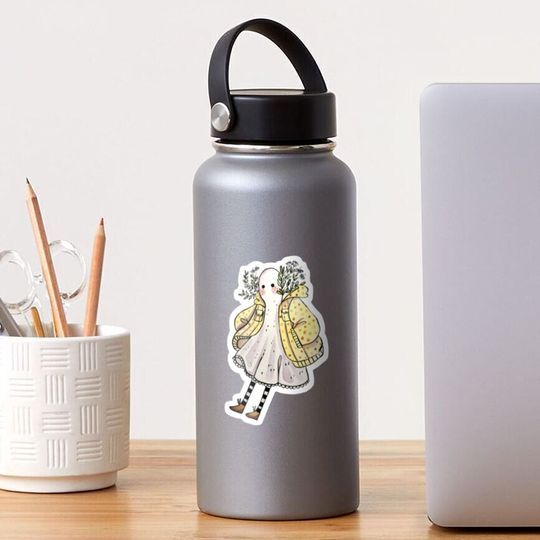Discover Little Ghostie in Raincoat Sticker