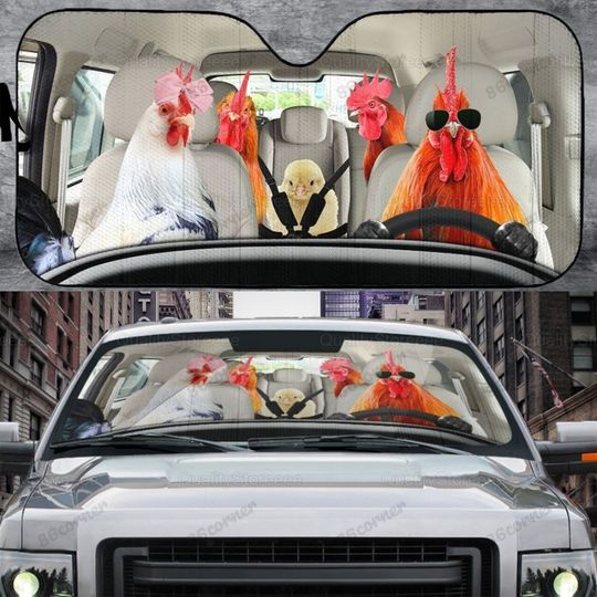 Discover Chicken Driving Car Sunshade
