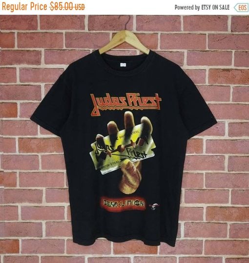 Discover Rare!! Judas Priest English Heavy Metal Band Promo Music Backprint Tour T-shirt