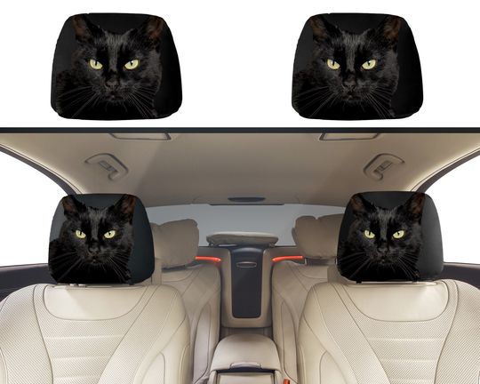 Discover Cat Lover Car Headrest Covers Set