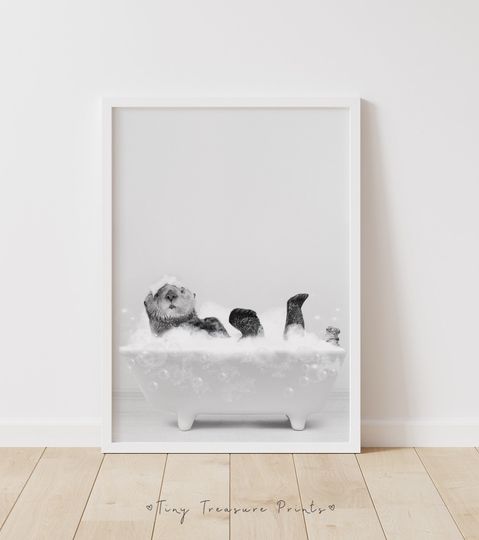Discover Otter Bathing Poster: Funny Bathroom Art