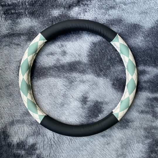 Discover Light Green rhombus Steering Wheel Cover, rhombus Car Accessories