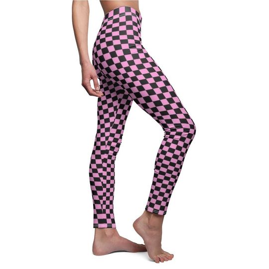Discover Pink Black Checkered Leggings