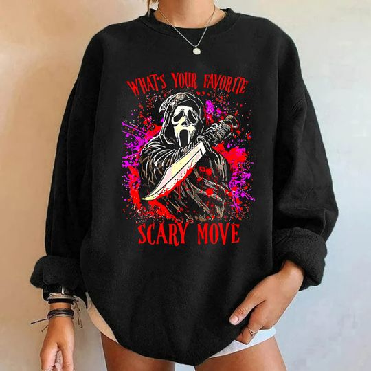 Discover Scream Ghostface What's Your Favorite Scary Movie Sweatshirt, Scream Ghost Face Sweatshirt
