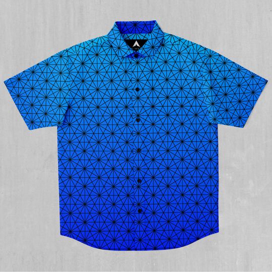 Discover Star Net (Frost) Short Sleeve Button Down Collared Hawaiin Shirt