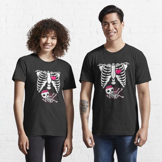 Discover Women Maternity Baby Girl Skeleton Pregnancy Halloween Essential T-Shirt