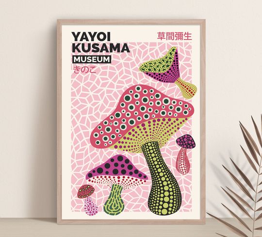 Discover Yayoi Kusama, Mushroom print, Yayoi Kusama Poster