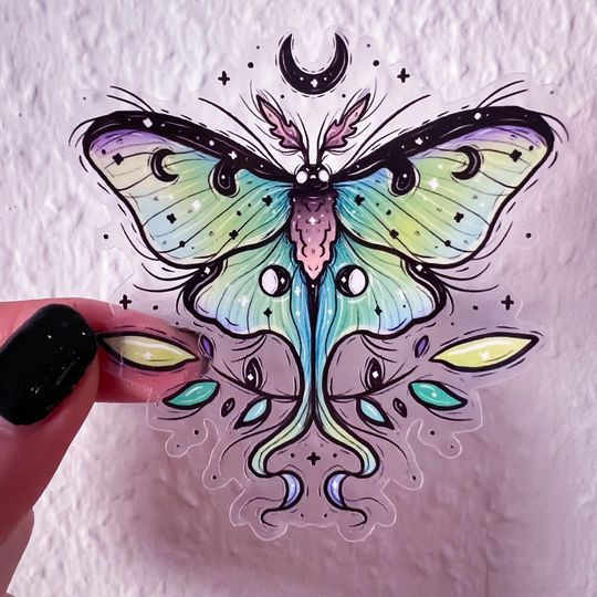 Discover Lunar Moth Transparent Sticker