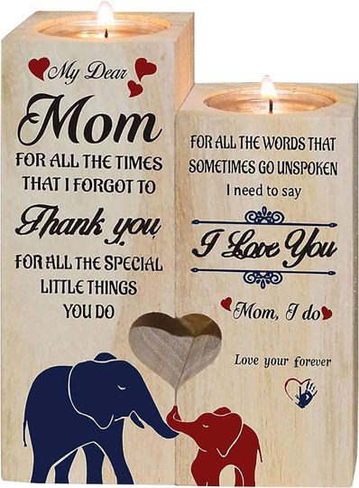 Discover Wooden Heart Tealight Holder Elephant Candle Holder Set, Unique Candlestick