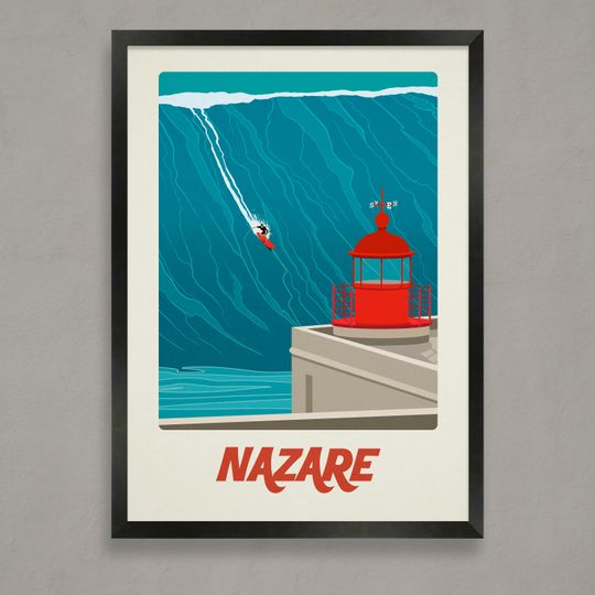 Discover Nazare surf poster,Surf poster,Vintage surf poster