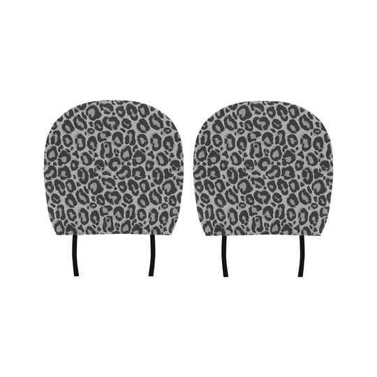 Discover Grey Leopard Car Seat Headrest Cover (2pcs), Animal Print Truck Suv Van Vehicle Auto Decoration Protector New Car Gift