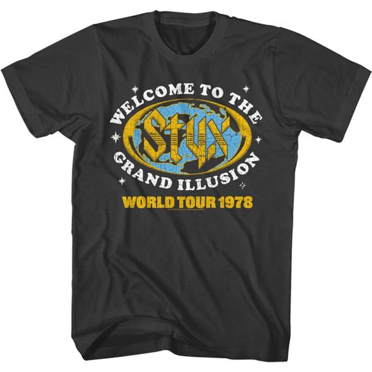 Discover Styx Grand Illusion World Tour Rock and Roll Shirt