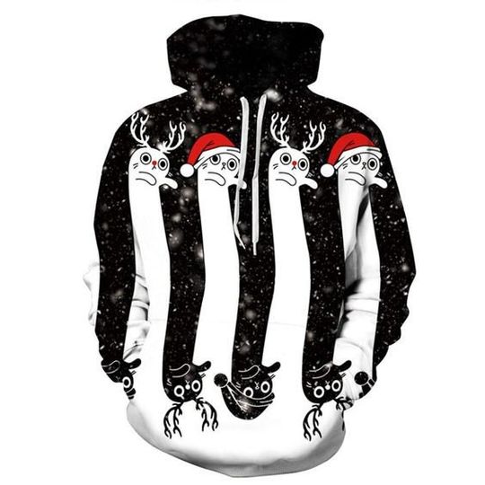 Discover Christmas Santa Reindeer All Over Printed Hoodie