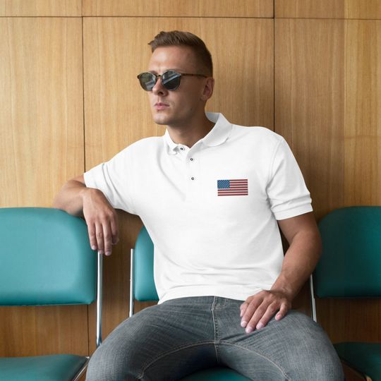 Discover American Flag Men's Premium Polo