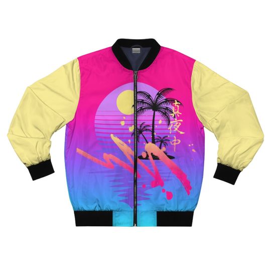 Discover Synthwave Sunset 80's 90's Palm Tree Bomber Jacket