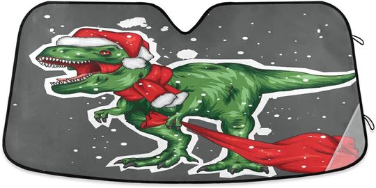 Discover Dinosaur Cartoon Christmas Front Windshield Sunshade Foldable Windshield