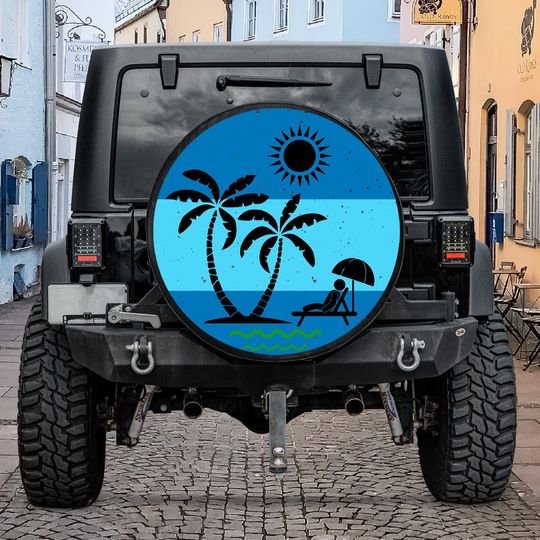 Discover Blue Beach Tire Cover | Spare Tire Cover