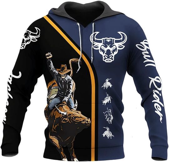 Discover Bull Riding 3D All Over Printed Pullover Hoodie