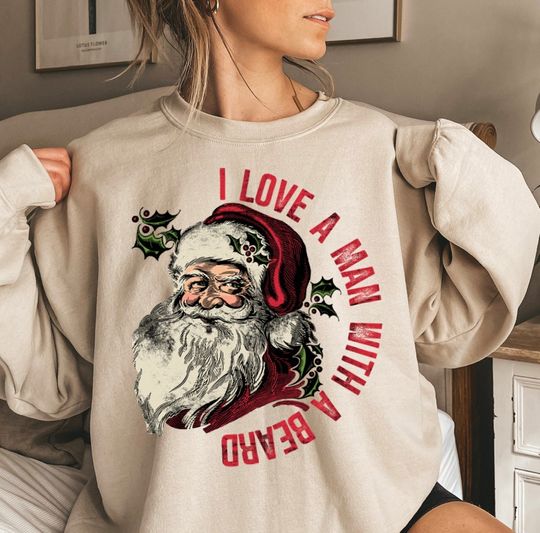 Discover Funny Santa Beard Sweatshirt, cute Christmas Sweatshirt, xmas sweater