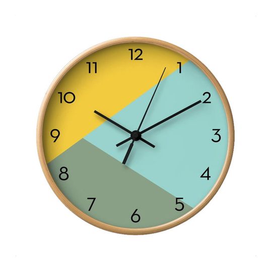 Discover Blue, yellow and green wall clock Geometric wall clock