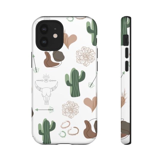 Discover Rustic Boho Skull and Cactus iPhone Case