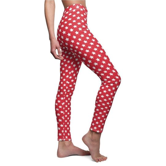 Discover Red White Star Leggings, Star Yoga Pants Leggings