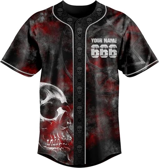 Discover Custom Heavy Metal Band Baseball Jersey, Heavy Metal Shirts, Rock Hand Skull Baseball Jersey
