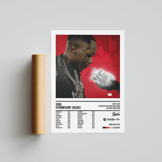 Discover Toosii - Platinum Heart Poster, Toosii Album Cover Poster