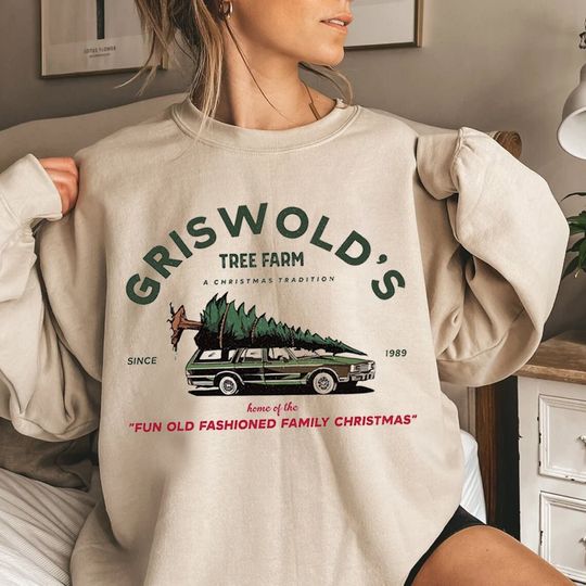 Discover Griswolds Tree Farm Christmas Sweatshirt Unisex Xmas Sweatshirt, Fun Old Fashioned Family Christmas