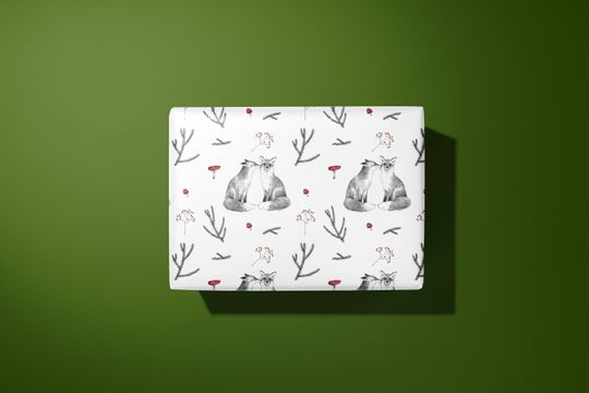 Discover Woodland foxes Wrapping Paper