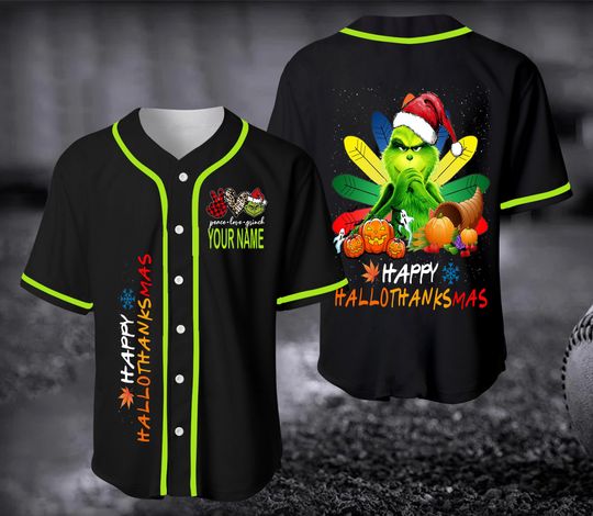 Discover Happy Hallothankmas Baseball Jersey