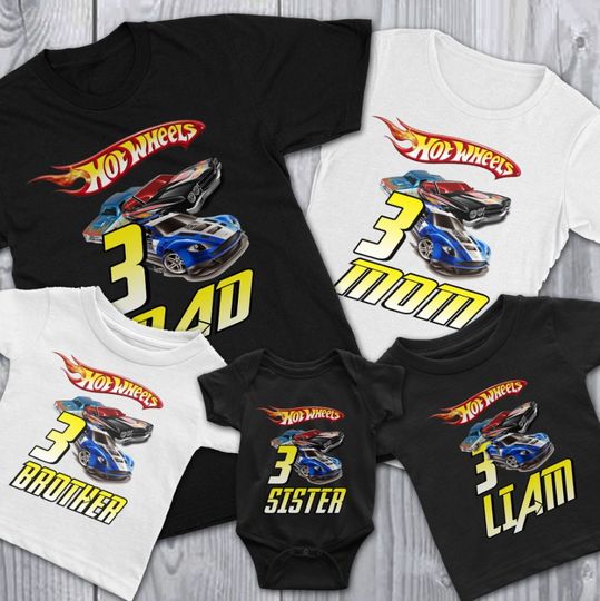 Discover Custom Hot Wheels Birthday Shirt - Personalized Age and Name Tee