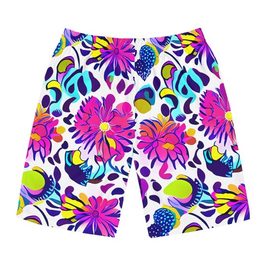 Discover Men's Board Shorts | AI Floral Pattern | Surfing Shorts | Men's Summer Vacation Clothing