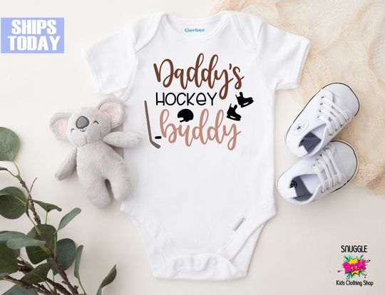 Discover Daddy's Hockey Buddy Onesie or Onesie - Cute Custom Onesie=