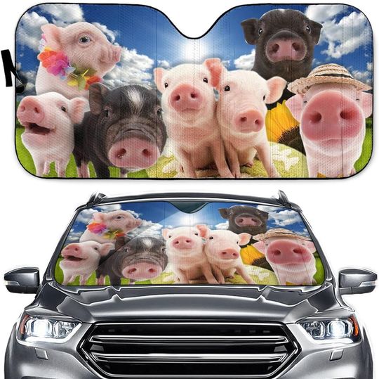 Discover Pig Face Funny Car Sunshade, Pig Car Windshield Sunshade