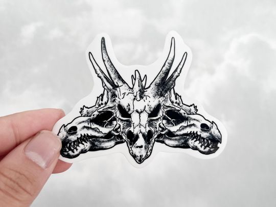 Discover Three headed Dragon Skull Stickers