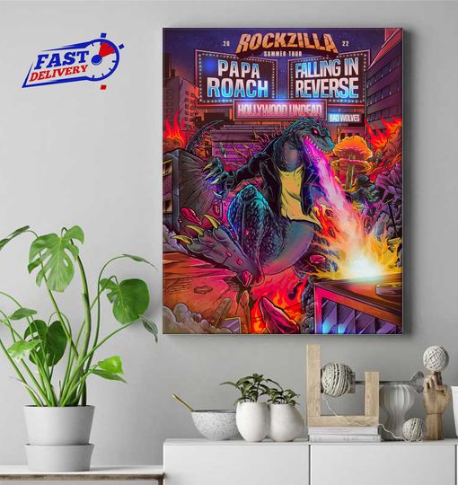 Discover Rockzilla Summer Tour 2022 Poster, Falling In Reverse Papa Roach Bad Wolves Rockzilla Tour 2022 Poster