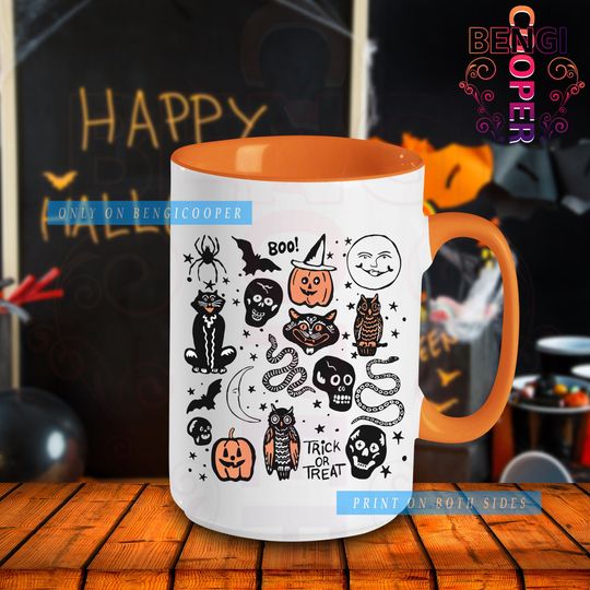 Discover Vintage Halloween Doodles Coffee Mug