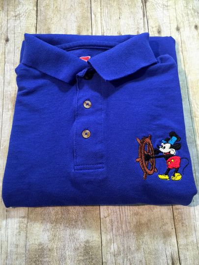 Discover Steamboat Willie Sketch Art Embroidered Polo Shirt