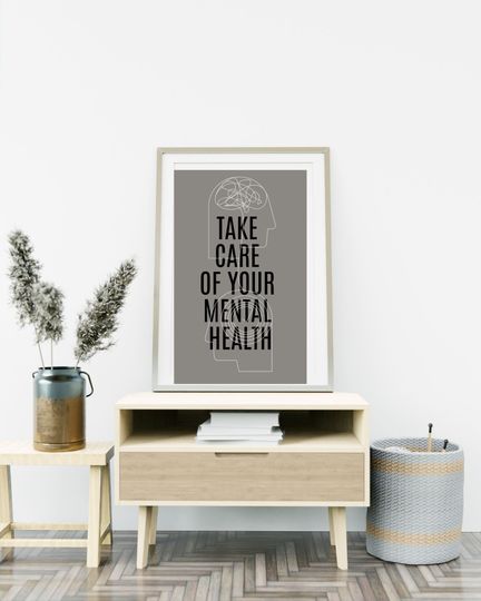 Discover Take Care of Your Mental Health Poster, Therapy Office Decor, Counseling Office Wall Art