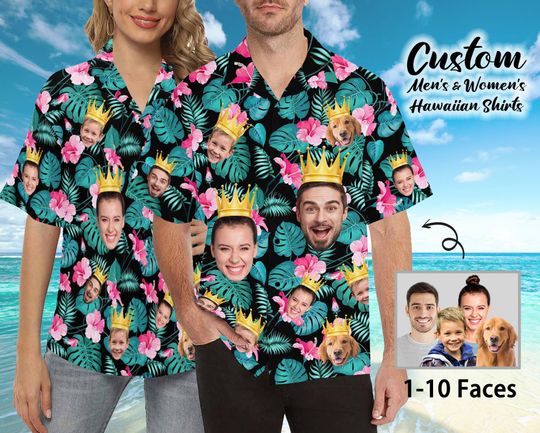 Discover Custom Birthday Shirt with Faces, Hawaiian Face Shirt with Crown