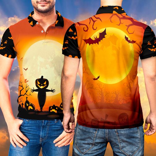 Discover Halloween Pumpkin Polo Shirt