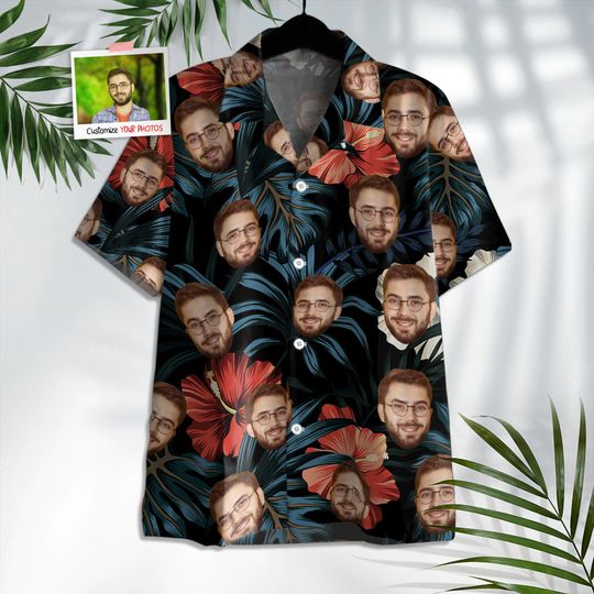 Discover Custom Any Photo Hawaii Shirt | Custom Photo Men's Face Shirt