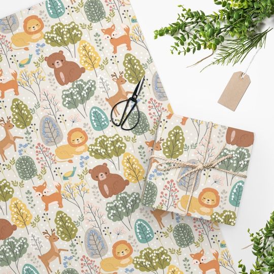 Discover Woodland Animals Wrapping Paper