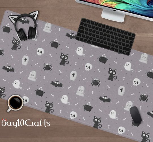 Discover Cute grey Mouse pad, Extended desk mat