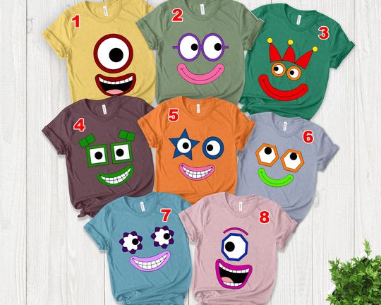 Discover Numberblocks Birthday Shirt, Number Face Group Shirt
