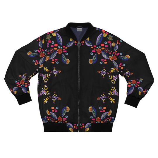 Discover Hippie Jacket, Black Floral Jacket,  Unisex Wearable Art, Colorful Unisex Bomber Jackets