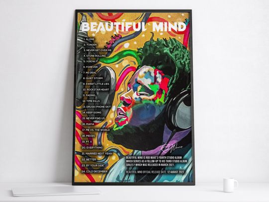 Discover Rod Wave "Beautiful Mind" Album Music Poster, Rod Wave Fan Poster