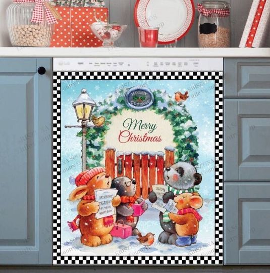 Discover Christmas Carol with Bunny and Friends Dishwasher Cover