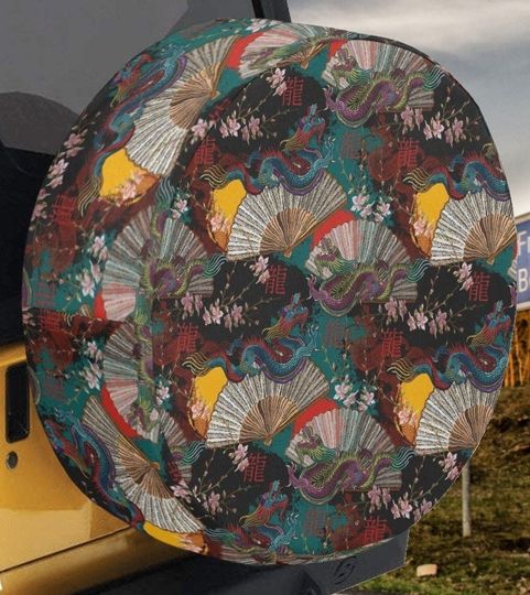 Discover Dragons And Fans Spare Tire Cover